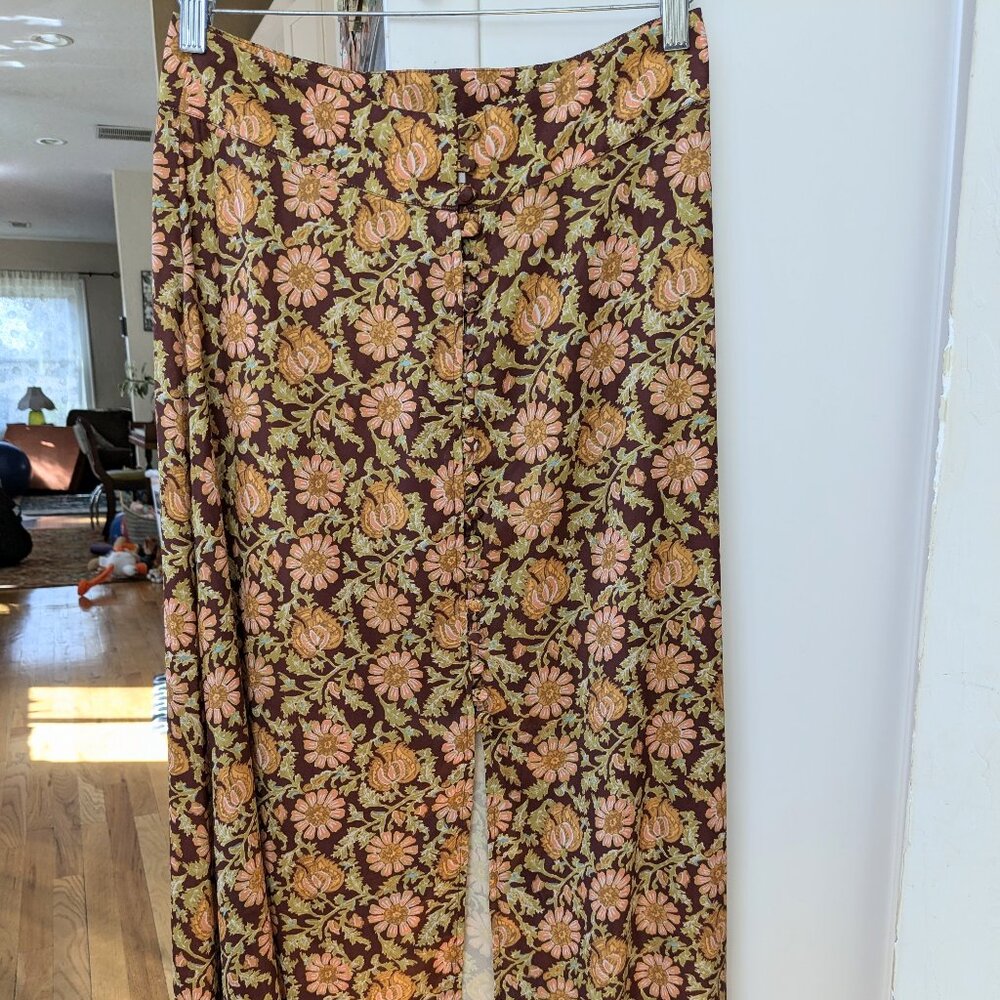 Free People Button Down Midi Skirt Size 8